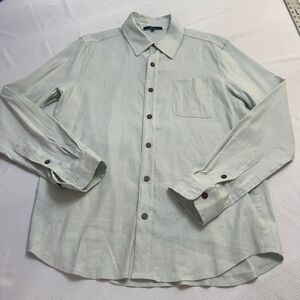 Shore Light Green Linen Men’s Long Sleeve Button Up Shirt Size Medium
